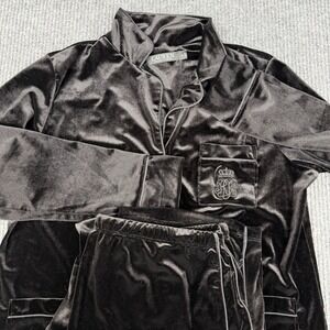 Lauren Ralph Lauren Women's Black Velvet Valor Pajama Set Medium 2 Piece set